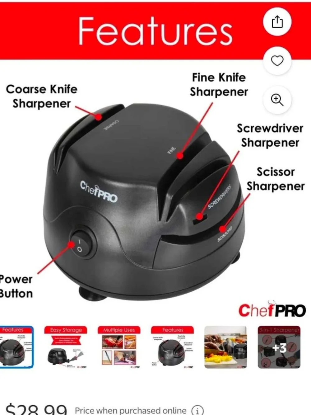 Electric Knife Sharpener - Black
